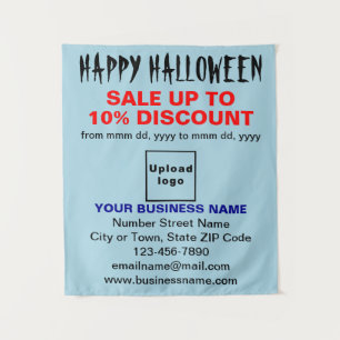 Business Halloween Sale on Light Blue Tapestry