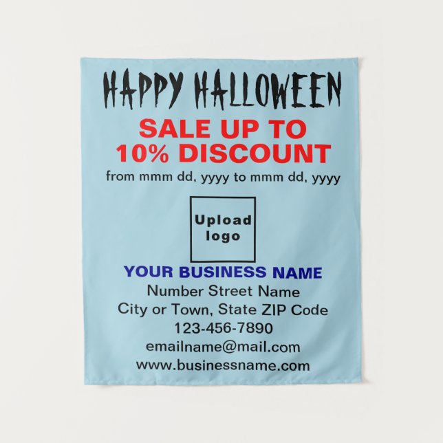 Business Halloween Sale on Light Blue Tapestry (Front)