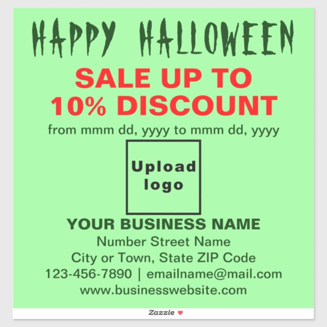 Business Halloween Sale on Light Green Vinyl (Sheet)