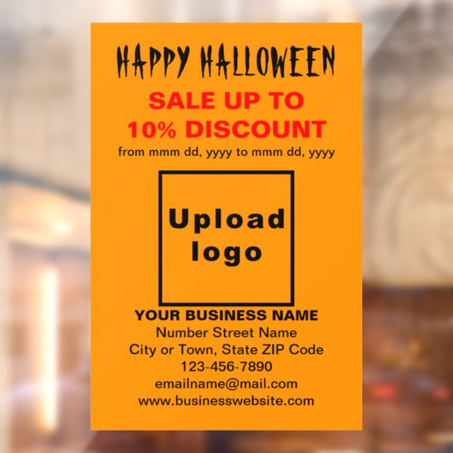 Business Halloween Sale on Orange Colour Window Cling (Sheet 2)