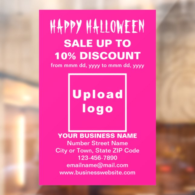 Business Halloween Sale on Pink Window Cling (Sheet 2)