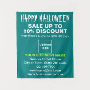 Business Halloween Sale on Teal Green Tapestry