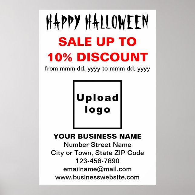 Business Halloween Sale on White Poster (Front)