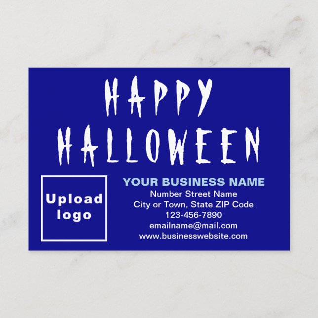 Business Halloween Small Blue Flat Card (Front)