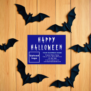 Business Halloween Small Blue Flat Holiday Card