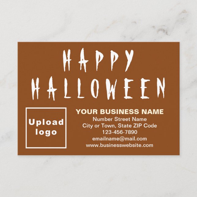 Business Halloween Small Brown Flat Greeting Card (Front)