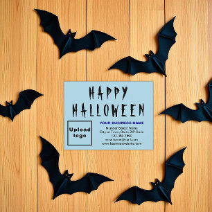 Business Halloween Small Light Blue Flat Holiday Card