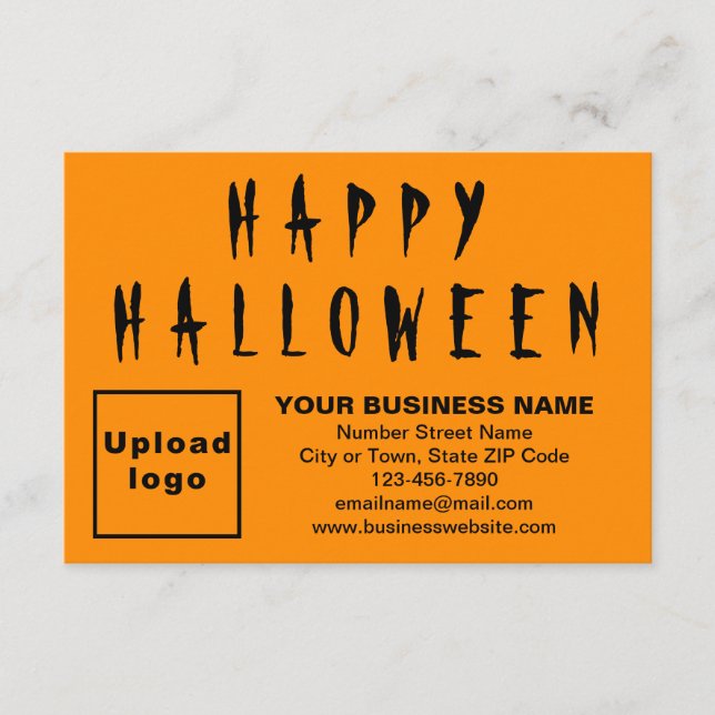 Business Halloween Small Orange Flat Greeting Card (Front)