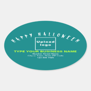 Business Halloween Teal Oval Sticker