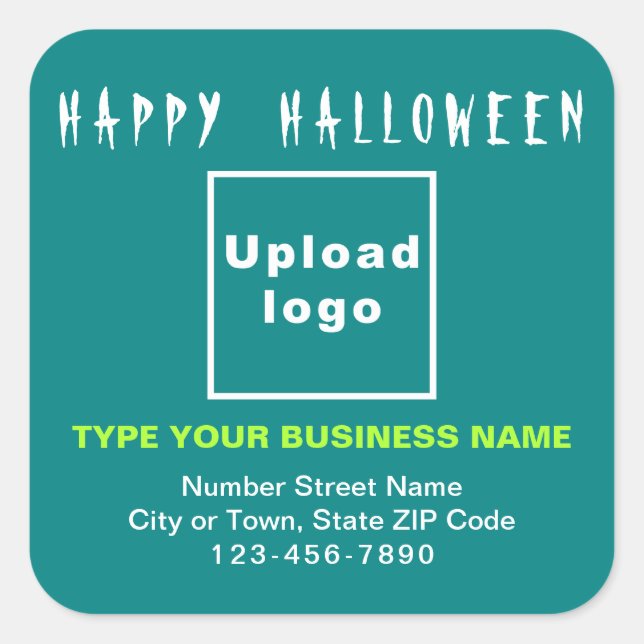 Business Halloween Teal Square Sticker (Front)