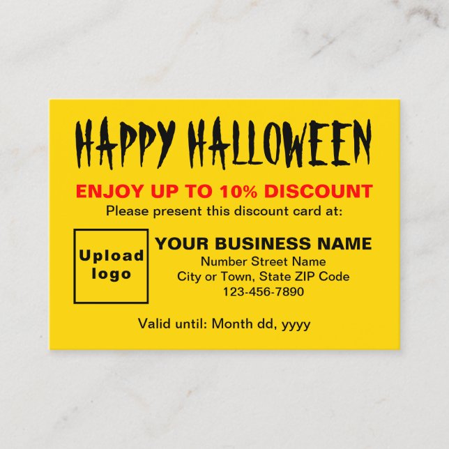 Business Halloween Yellow Discount Card (Front)