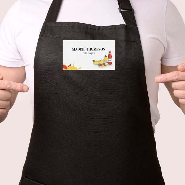 Business Hamburger Hotdog Employee Name Tag (Burger custom name tag)