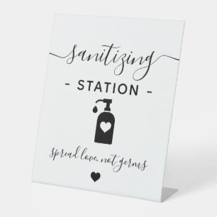 Business Hand Sanitizing Station Minimalist Modern Pedestal Sign