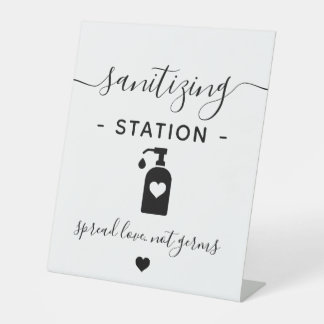 Business Hand Sanitizing Station Minimalist Modern Pedestal Sign