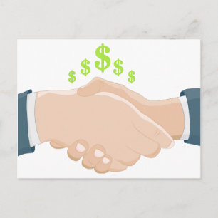 Business Handshake Cartoon Postcard