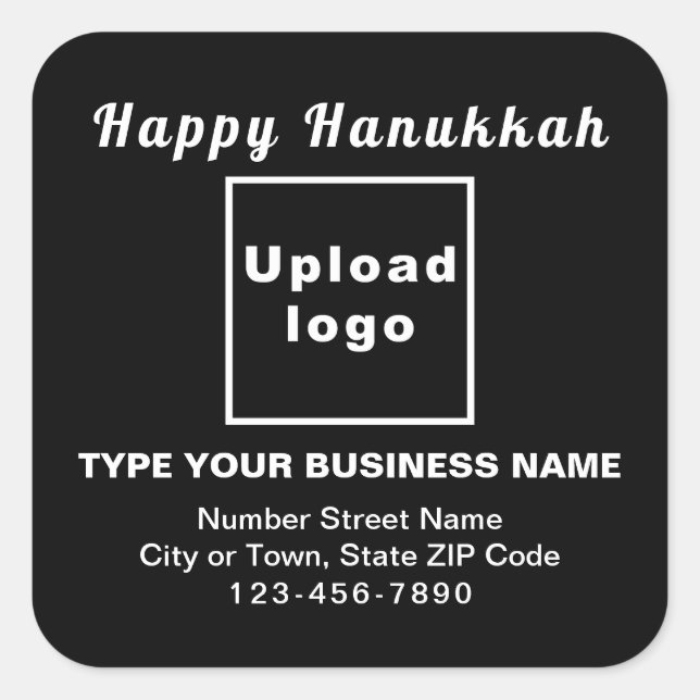 Business Hanukkah Black Square Sticker (Front)