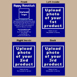 Business Hanukkah Blue Folded Holiday Card<br><div class="desc">Happy Hanukkah! Wishing you joy, peace and blessing this festival of lights. A holiday to celebrate this December and to advertise also your business products or services to customers or clients. Holiday to promote your brand name. Customizable Hanukkah folded holiday card that you can put your business brand, products or...</div>