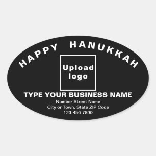 Business Hanukkah Greeting on Black Oval Sticker