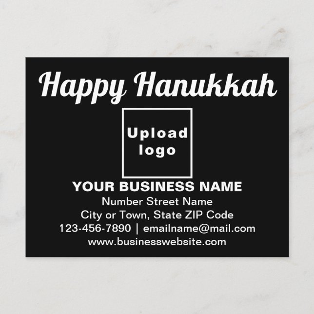 Business Hanukkah Greeting on Black Postcard (Front)