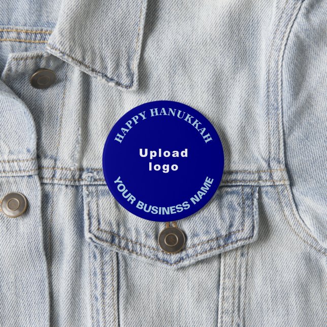 Business Hanukkah Greeting on Blue Round Button (In Situ)