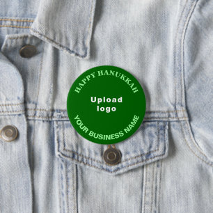 Business Hanukkah Greeting on Green Round Button