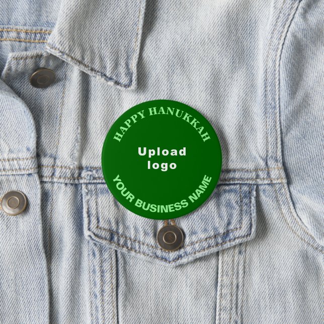 Business Hanukkah Greeting on Green Round Button (In Situ)