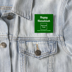 Business Hanukkah Greeting on Green Square Button