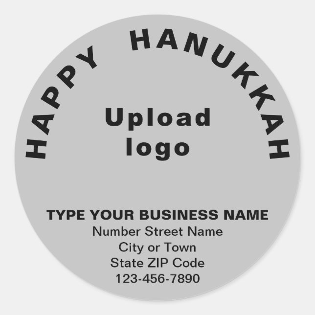 Business Hanukkah Greeting on Grey Round Sticker (Front)