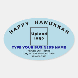 Business Hanukkah Greeting on Light Blue Oval Sticker