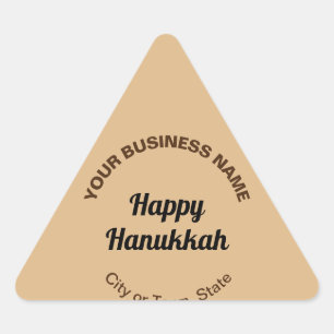 Business Hanukkah Greeting on Light Brown Triangle Sticker