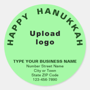 Business Hanukkah Greeting on Light Green Classic Round Sticker