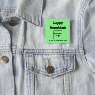 Business Hanukkah Greeting on Light Green Square 2 Inch Square Button