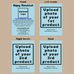 Business Hanukkah Light Blue Folded Holiday Card<br><div class="desc">Happy Hanukkah! Wishing you joy, peace and blessing this festival of lights. A holiday to celebrate this December and to advertise also your business products or services to customers or clients. Holiday to promote your brand name. Customizable Hanukkah folded holiday card that you can put your business brand, products or...</div>