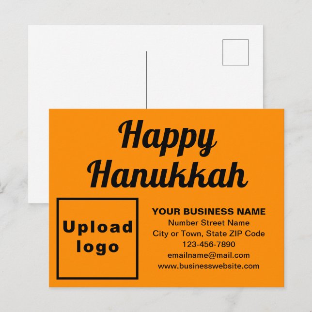 Business Hanukkah Orange Colour Holiday Postcard (Front/Back)