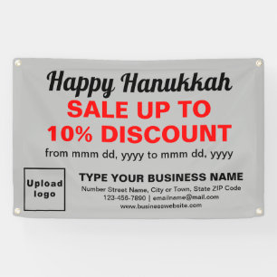 Business Hanukkah Sale on Grey Rectangle Banner