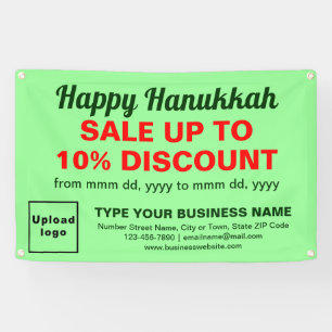 Business Hanukkah Sale on Light Green Rectangle Banner
