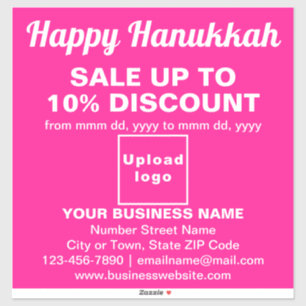 Business Hanukkah Sale on Pink Vinyl Sticker