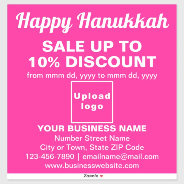 Business Hanukkah Sale on Pink Vinyl Sticker (Sheet)