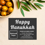 Business Hanukkah Small Black Flat Holiday Card<br><div class="desc">Happy Hanukkah! Wishing you joy, peace and blessing this festival of lights. A holiday to celebrate and to advertise also your business. Small size flat holiday card that you can customize to put your business brand and with Hanukkah greeting. Customize it and use it to greet your customers or clients...</div>