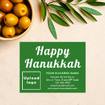 Business Hanukkah Small Green Flat Holiday Card<br><div class="desc">Happy Hanukkah! Wishing you joy, peace and blessing this festival of lights. A holiday to celebrate and to advertise also your business. Small size flat holiday card that you can customize to put your business brand and with Hanukkah greeting. Customize it and use it to greet your customers or clients...</div>