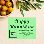 Business Hanukkah Small Light Green Flat Holiday Card<br><div class="desc">Happy Hanukkah! Wishing you joy, peace and blessing this festival of lights. A holiday to celebrate and to advertise also your business. Small size flat holiday card that you can customize to put your business brand and with Hanukkah greeting. Customize it and use it to greet your customers or clients...</div>