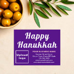 Business Hanukkah Small Purple Flat Holiday Card<br><div class="desc">Happy Hanukkah! Wishing you joy, peace and blessing this festival of lights. A holiday to celebrate and to advertise also your business. Small size flat holiday card that you can customize to put your business brand and with Hanukkah greeting. Customize it and use it to greet your customers or clients...</div>