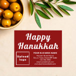 Business Hanukkah Small Red Flat Holiday Card<br><div class="desc">Happy Hanukkah! Wishing you joy, peace and blessing this festival of lights. A holiday to celebrate and to advertise also your business. Small size flat holiday card that you can customize to put your business brand and with Hanukkah greeting. Customize it and use it to greet your customers or clients...</div>