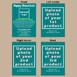 Business Hanukkah Teal Green Folded Holiday Card<br><div class="desc">Happy Hanukkah! Wishing you joy, peace and blessing this festival of lights. A holiday to celebrate this December and to advertise also your business products or services to customers or clients. Holiday to promote your brand name. Customizable Hanukkah folded holiday card that you can put your business brand, products or...</div>
