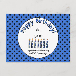 Business Happy Birthday Coupon Blue Postcard