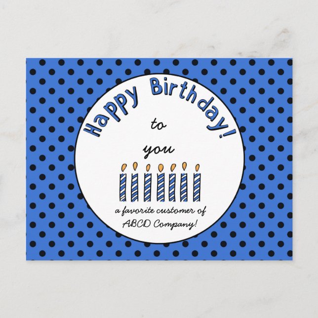 Business Happy Birthday Coupon Blue Postcard (Front)