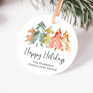 Business Happy Holidays Watercolor Corporate Favour Tags