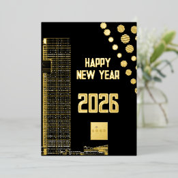 Business happy New Year 2026 urban square logo Foil Holiday Card