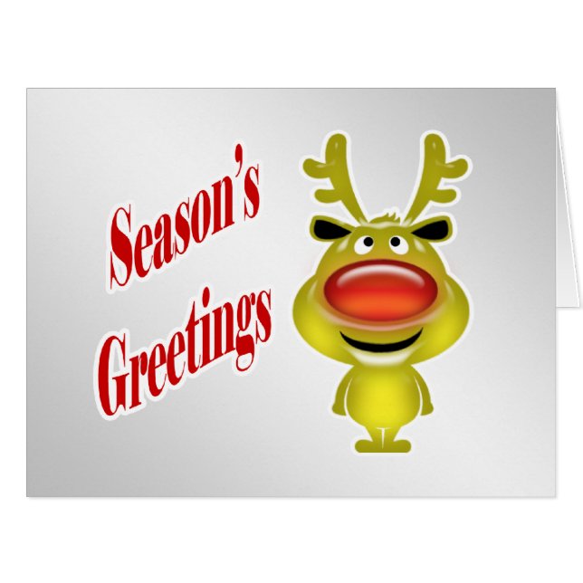 Business holiday greeting funny reindeer silver (Front Horizontal)