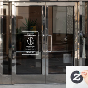 Business holiday opening hours custom door window cling
